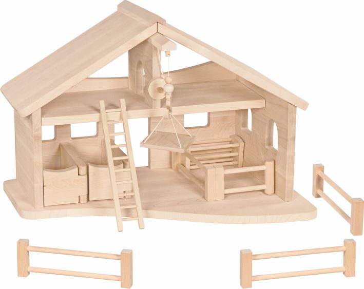 Stall mit Seilwinde und Zäunen, 8 Teile